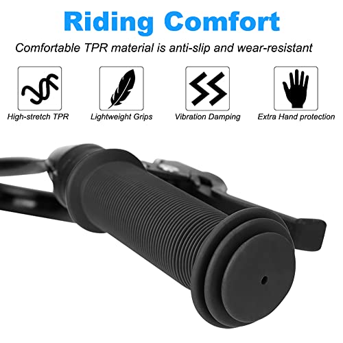 Kids Bike Grips - 105mm Handlebar Grips with Mushroom Pattern - Black