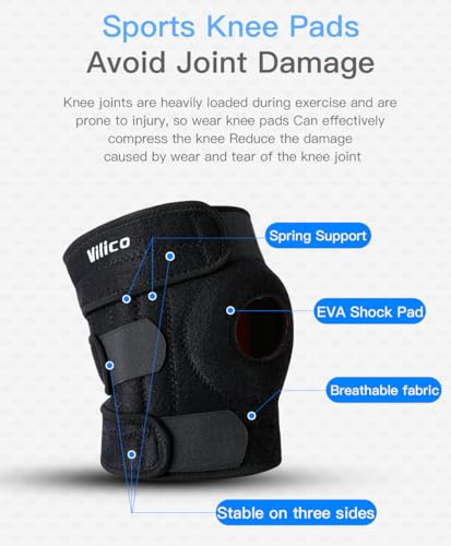 Adjustable Knee Brace for Pain Relief - Open-Patella Design, Black