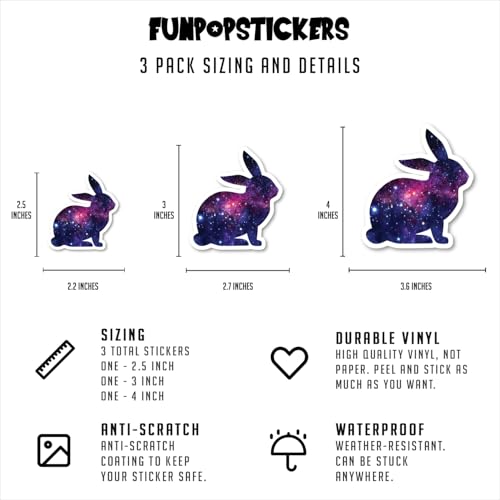 Galaxy Bunny Sticker Set - 3 Pack Waterproof Vinyl Decals for Laptop & Phone