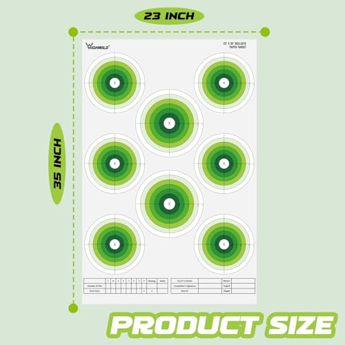 Bullseye Paper Targets - 23x35 Inch, 5 Pack for Shooting Practice