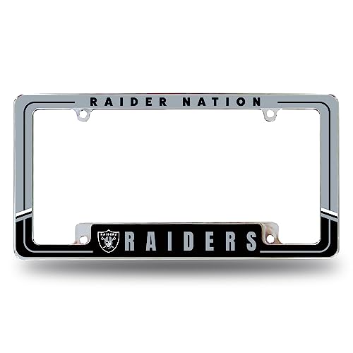 NFL Las Vegas Raiders Two-Tone Chrome License Plate Frame - 12" x 6"