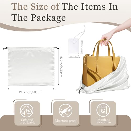 Drawstring Satin Dust Bags 3 Pack - White 19.6 x 15.7 in