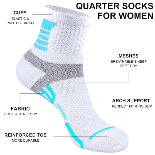 12 Pairs Women's Ankle Socks - Lightweight Mini Crew - White, Black & Grey