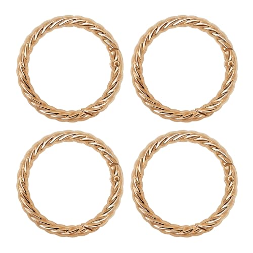 1-Inch Twisted O Ring Keychain Clips - 4 Pack Light Gold