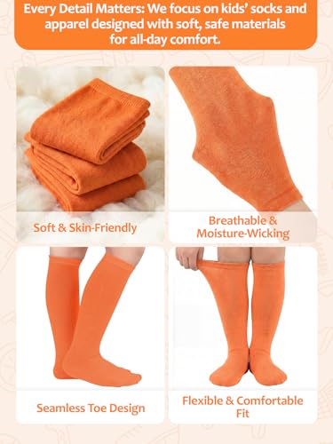 Toddler Soccer Socks for Kids - Knee High, 3-6 Years, Orange & White