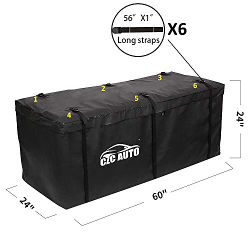 CZC AUTO Black Waterproof Hitch Cargo Carrier Bag 20 cu. ft. SUV Van Truck