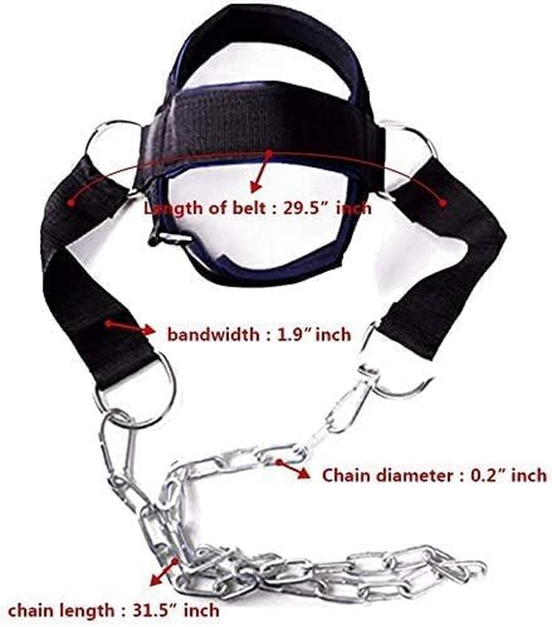 Neck Exercise Trainer-Adjustable Neck Harness for Weight Training/Neck Exerciser with Chain Weight Lifting Chin & Head Neck Exerciser Straps Gym Bodbuilding Equipment and Neck Injury Recovery