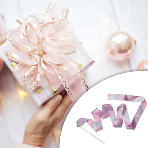 2-Piece Dance Ribbon Wand Set with Non-Slip Handle - Red & White