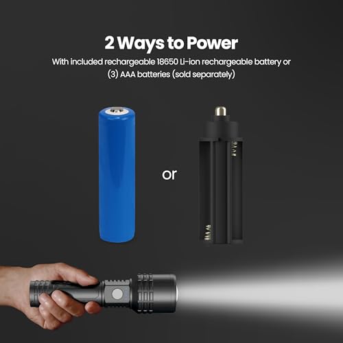 Feit Electric Flex Power 800 Lumens Rechargeable Tactical Flashlight with USB-C & AA Compatibility