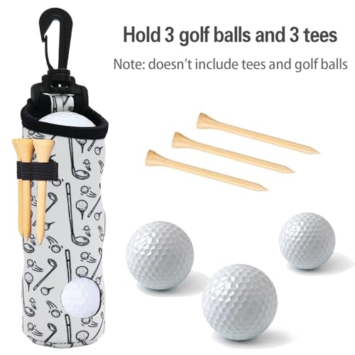 White & Pink Golf Ball Holder & Tee Pouch 2 Pack Lightweight Portable Golf Accessories