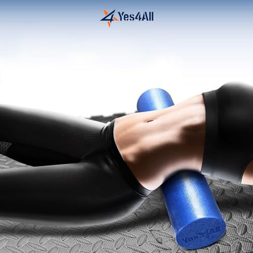 Medium Firm PE Foam Roller - 36 Inch Blue for Yoga & Pilates