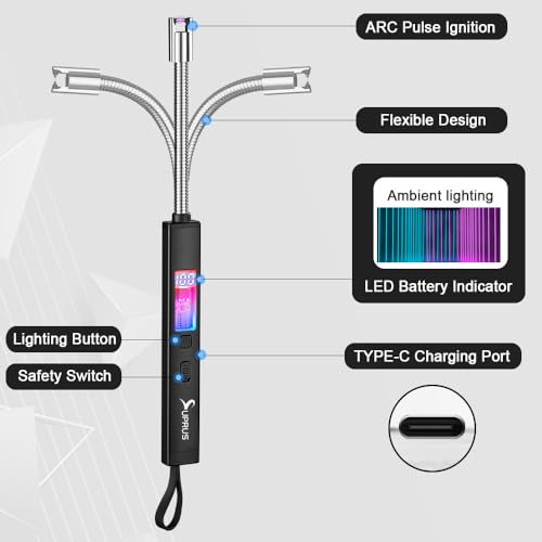 Electric Candle Lighter with 360° Flexible Neck - Blue