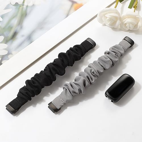 Folavii 2 Pack Stretchy Fabric Fitbit Inspire 3 & 2 Wristbands Small Black/Grey