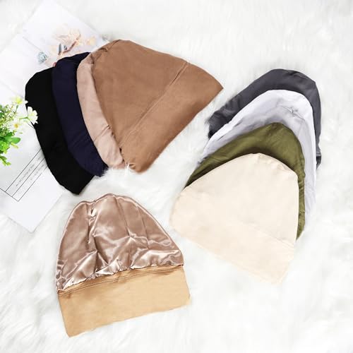 Satin-Lined Hijab Undercap with Adjustable Straps - Black