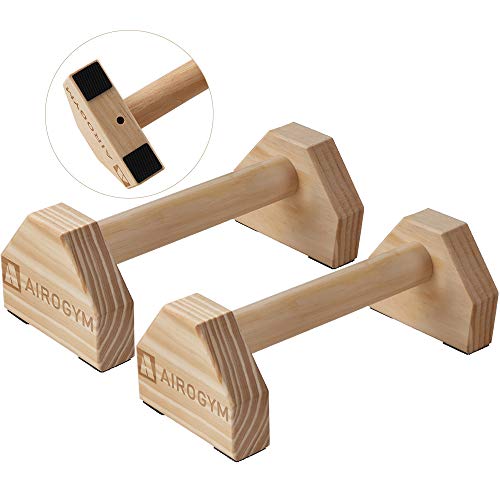 Wood Push-Up Bars - Non-Slip 30CM Parallettes for Home Workout - Pine Wood