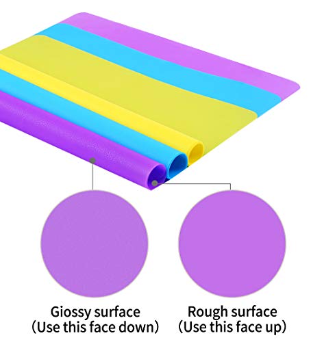 3 Pcs Silicone Mats for Crafts - Heat-Resistant, Blue, Purple & Yellow