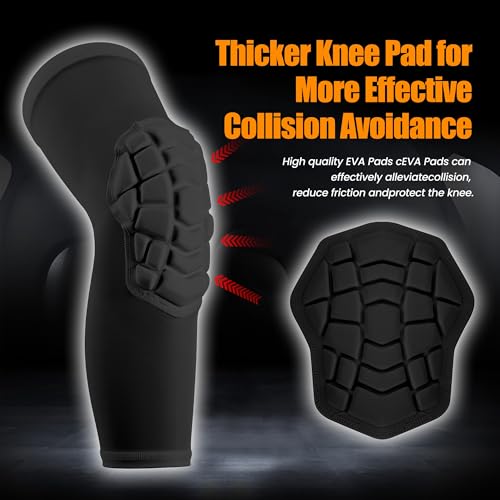 Compression Knee Pads for Basketball, Wrestling, Volleyball - Medium, Black