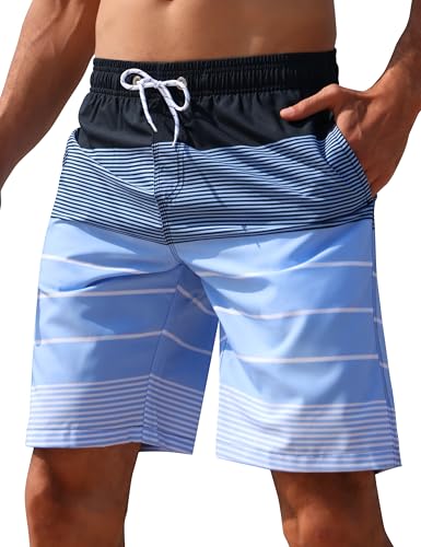 Men's Swim Trunks with Mesh Liner | Quick Dry Drawstring Shorts