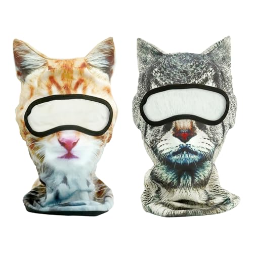 3D Cat Ski Mask with Ears - 2 Pack Funny Animal Balaclava