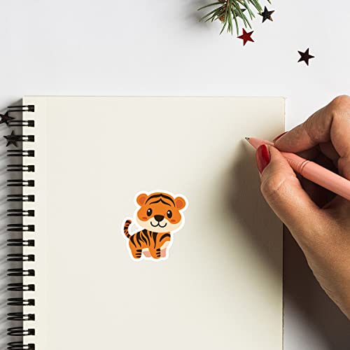 Tiger Stickers - 1 Inch Adhesive Labels, 80-Pack for Crafts