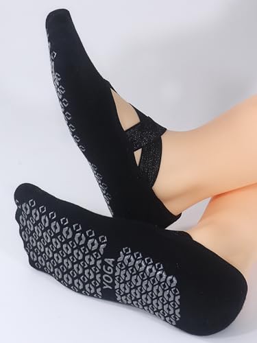 Non-Slip Grip Pilates Yoga Socks for Women - Black