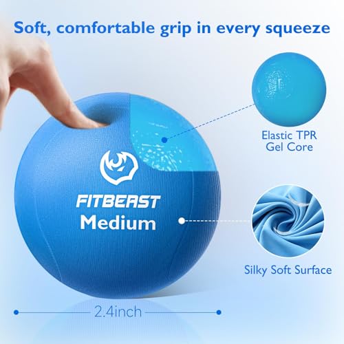 FitBeast 6-Piece Stress Balls Set Gray Sky Black Tri-Density Hand Therapy for Adults