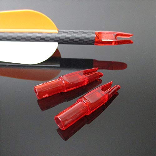 Arrow Nocks 0.246 In. Inside Diameter, 6.20mm, 60 Pack - Push-In Plastic Archery Inserts (Clear Red)