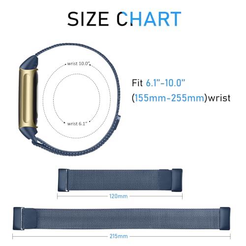 Stainless Steel Mesh Loop Band for Fitbit Charge 6 - Blue