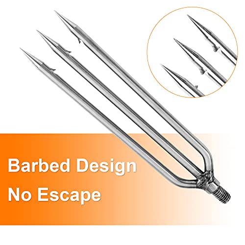 3-Prong Fishing Harpoon Spear - Stainless Steel Gig with Aluminum Rod