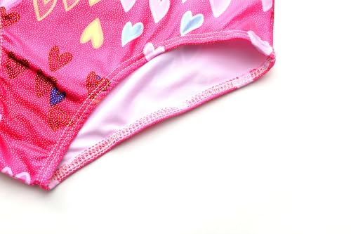 Girls Sparkle One Piece Swimsuit - Crossback, Adjustable Strap, 7-8 Years / Pink Heart