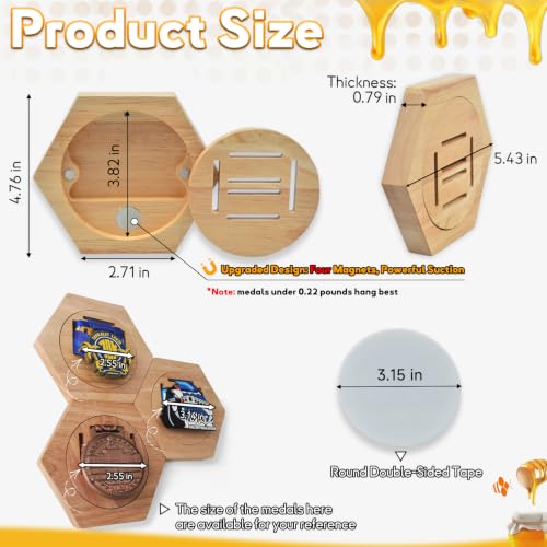 Honeycomb Wooden Medal Holder Display Stand - 6 Pcs