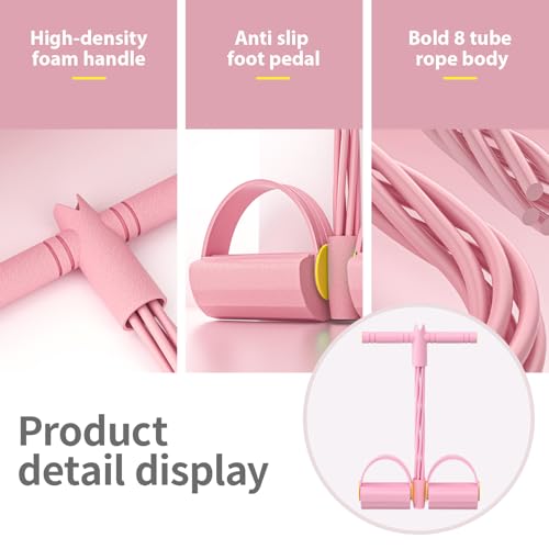 21-Piece Resistance Bands Set with 6 Tubes & Pedal Ankle Puller - Pink
