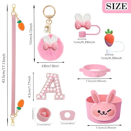 9-Piece Rabbit Tumbler Accessory Set for 30oz-40oz Cups - Pink Large