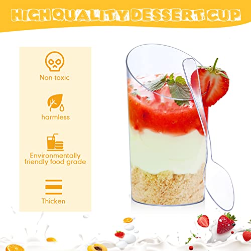 Nuogo 400 Pcs Clear Mini Dessert Cups with Spoons - Square & Round