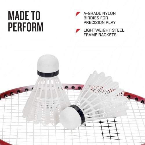 Badminton Racket and Birdie Set - 2 Player - Red and Blue