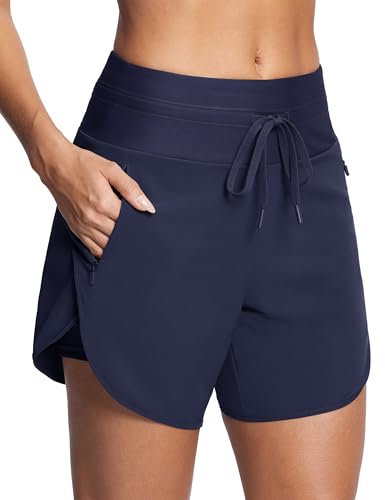 ISEEGZ Women's Swim Board Shorts 5.5-Inch Inseam Navy Small