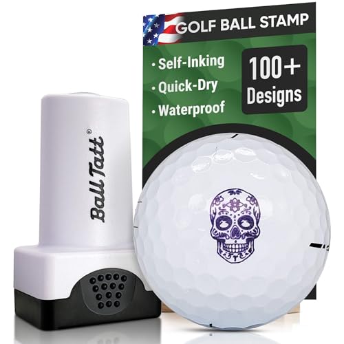 Ball Tatt Self-Inking Golf Ball Stamp - Sugar Skull Design, Waterproof & Reusable