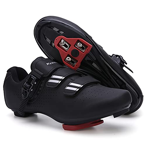 Mens Womens Cycling Shoes with Delta Cleats - Black 12 Women/10 Men