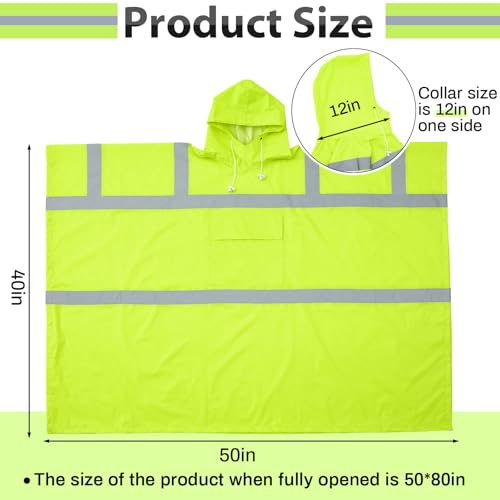 Coume High Visibility Rain Poncho with Large Pocket 50¡¿80 Inch Reflective Rain Coat Safety Jacket Unisex for Outdoor Worker