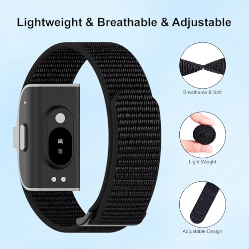 Nylon Loop Sport Watch Band Replacement Strap - Black