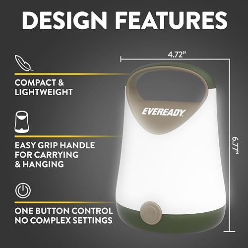 Eveready 2-Pack LED Camping Lanterns Super Bright Water-Resistant, Green/Tan