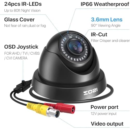 ZOSI 1080P HD Security Camera Indoor Outdoor,1920TVL 2.0MP 4-in-1 HD TVI/CVI/AHD/CVBS CCTV Camera,Weatherproof,80ft IR Night Vision,for 960H,720P,1080P,5MP,4K Analog Home Surveillance DVR System