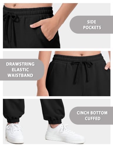 Somaibo Girls Athletic Joggers 11-12 Years Black with Drawstring & Pockets