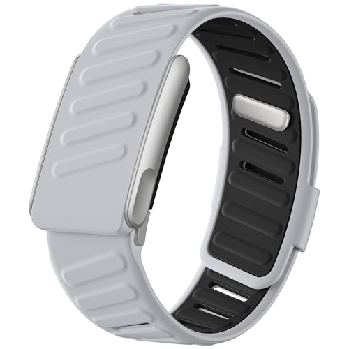 Getino Silicone Sport Strap for Whoop 5.0 Fitness Tracker Grey/Black Adjustable Waterproof Replacement Band