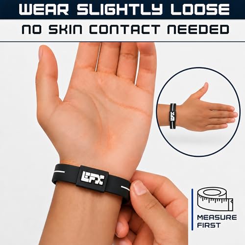 Balance Bracelet - Silicone Wristband for Athletes & Seniors - Black/Blue, L (8 Inch)