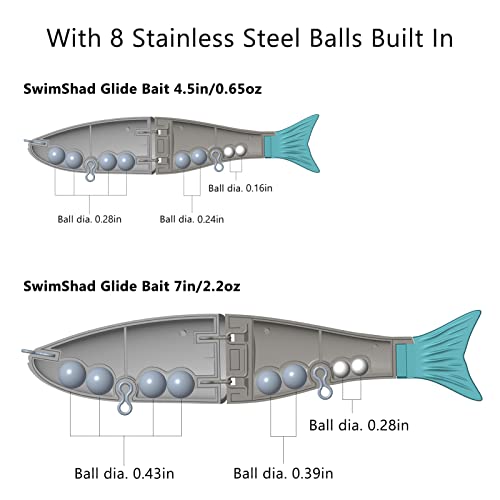 Bassdash Glide Swimbait Jointed 7in 2.2oz - Black/Silver