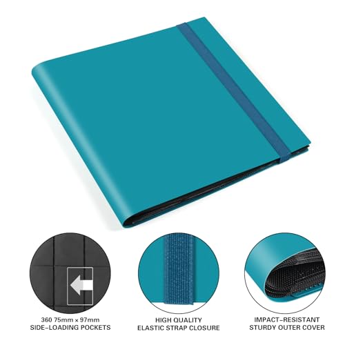 GEAoffice Large 12-Pocket Card Binder - Peacock Blue, Archival Safe, Holds 624 Cards