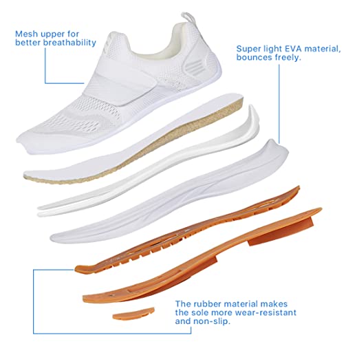 Women's Cycling Shoes - Breathable SPD Compatible Spin Shoes, White