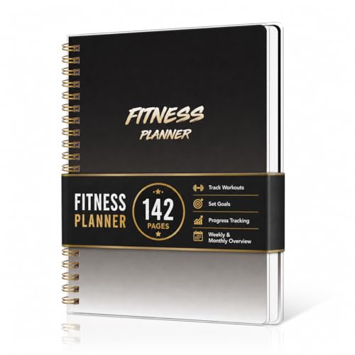 Workout Fitness Planner Journal - 5.6" x 8" Gym Progress Log - Black