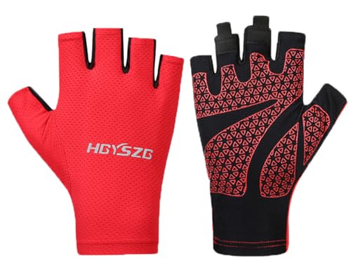 Fingerless UV Protection Gloves - X-Large Red for Fishing & Outdoor Sports